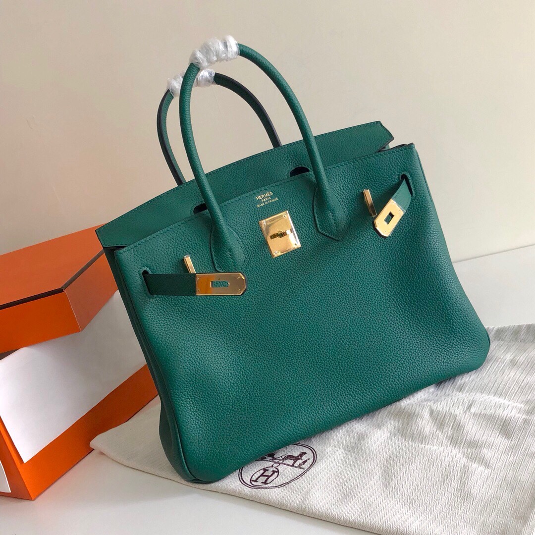 Hermes Birkin 35CM Togo Leather Handbag Vert Emeraude